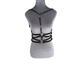 Zana Bayne Black Leather Harness Waist Belt With Adjustable Straps